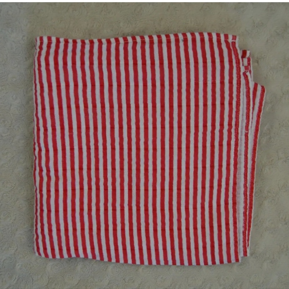 Gymboree Newborn Essentials Red White Stripes Baby Swaddle Blanket Muslin Cotton